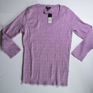 V-neck Pima Cotton Talbots lilac lavender knit sweater size small